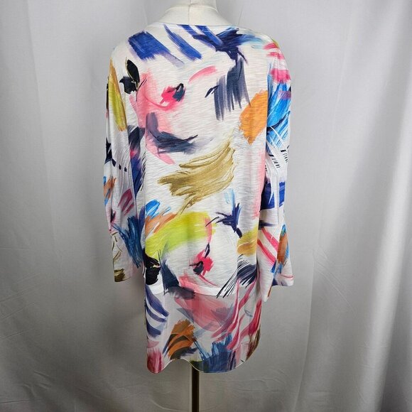 Jess & Jane XL Vernet Slit V-Neck Chiffon Abstract Print Top Lightweight - Picture 5 of 9